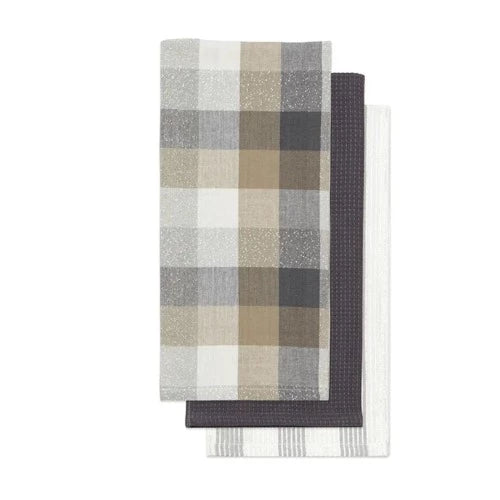 Frosted Checkered Kitchen Towels, Set Of 3