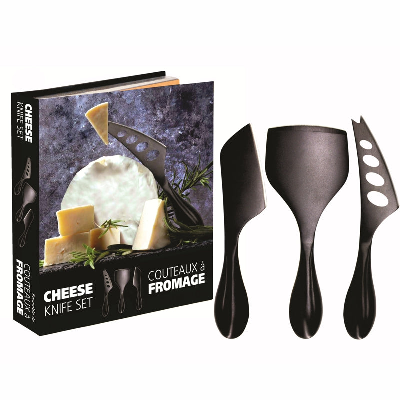 Matte Black Cheese Knife Set, 3 Pc