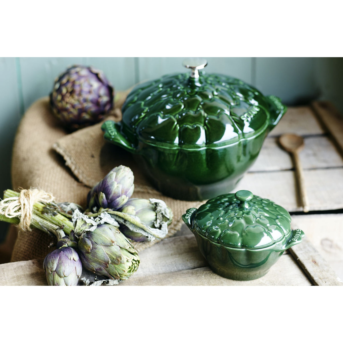STAUB La Cocotte 3 L Cast Iron Artichoke Cocotte, Basil-Green-3