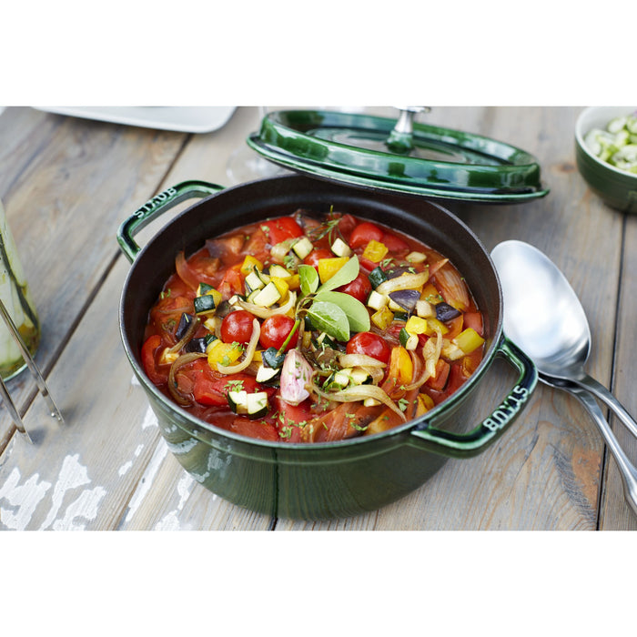STAUB La Cocotte 6.75 L Cast Iron Round Cocotte, Basil-Green
