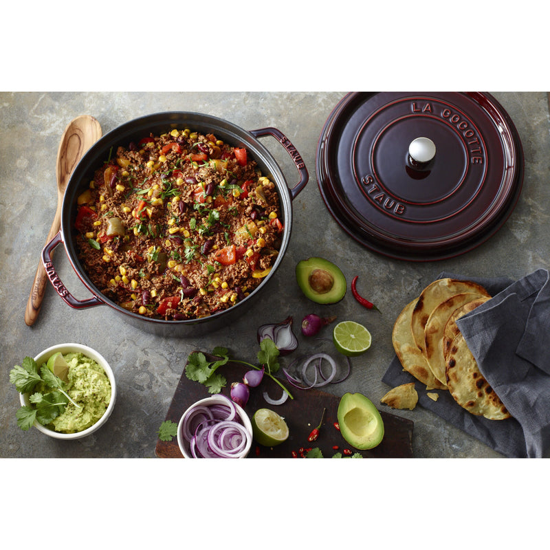 STAUB La Cocotte 6.75 L Cast Iron Cocotte, Grenadine-Red-1