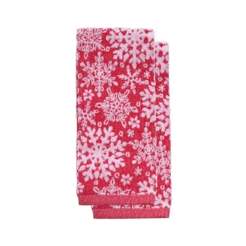 Snowflake Sculpted Terry Towel Set Of 2 Red