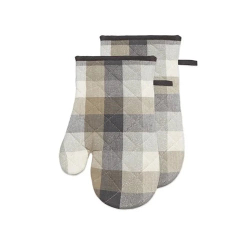 Frosted Checkered Oven Mitts, Set Of 2