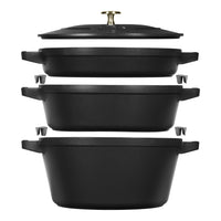 STAUB Stackable Set Stackable Set Medium 4 Piece Cast Iron, Black-0