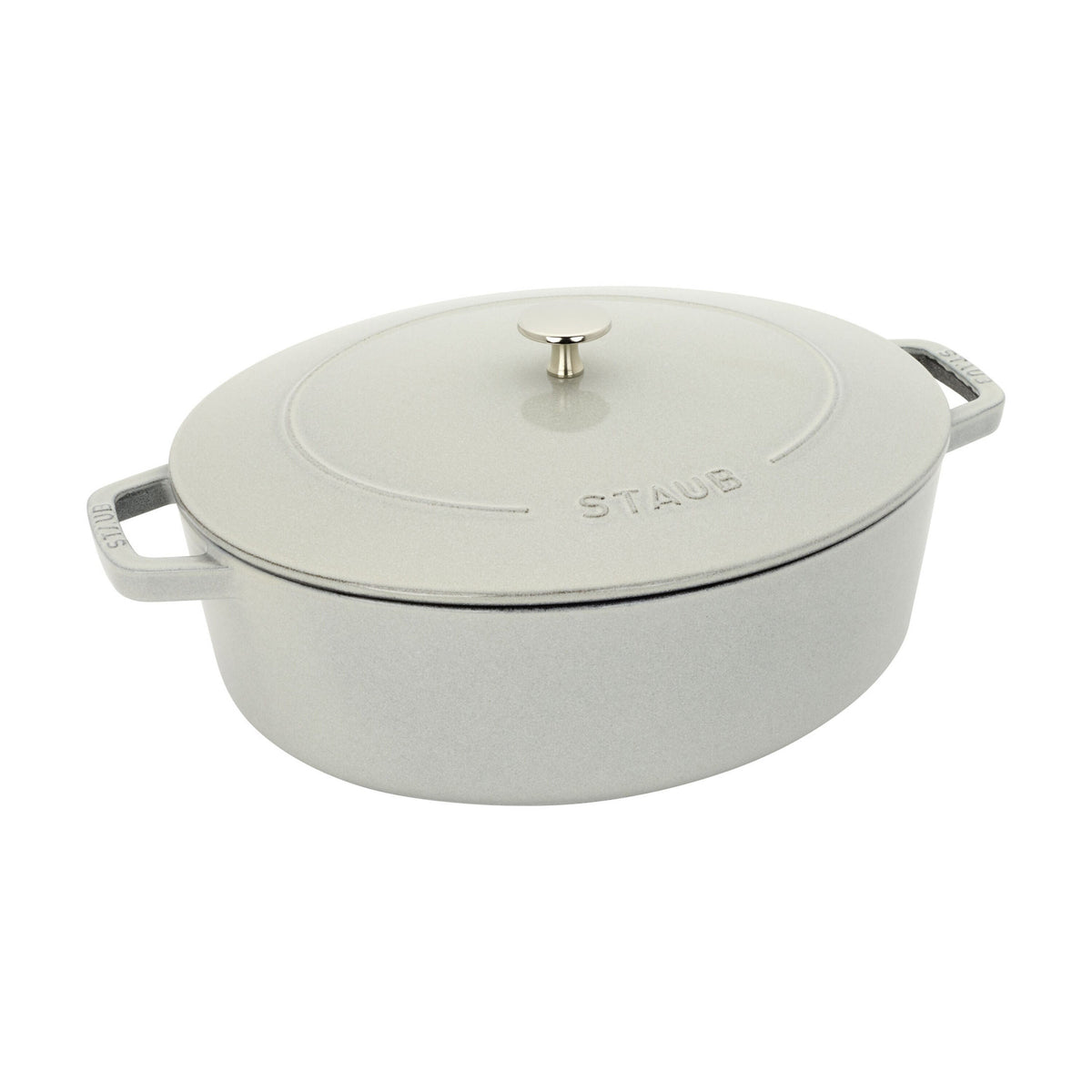 STAUB La Cocotte 6 L Cast Iron Oval Wide Oval Dutch Oven, White Truffle-0