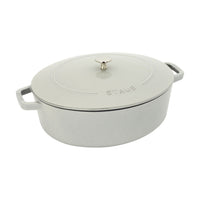 STAUB La Cocotte 6 L Cast Iron Oval Wide Oval Dutch Oven, White Truffle-0