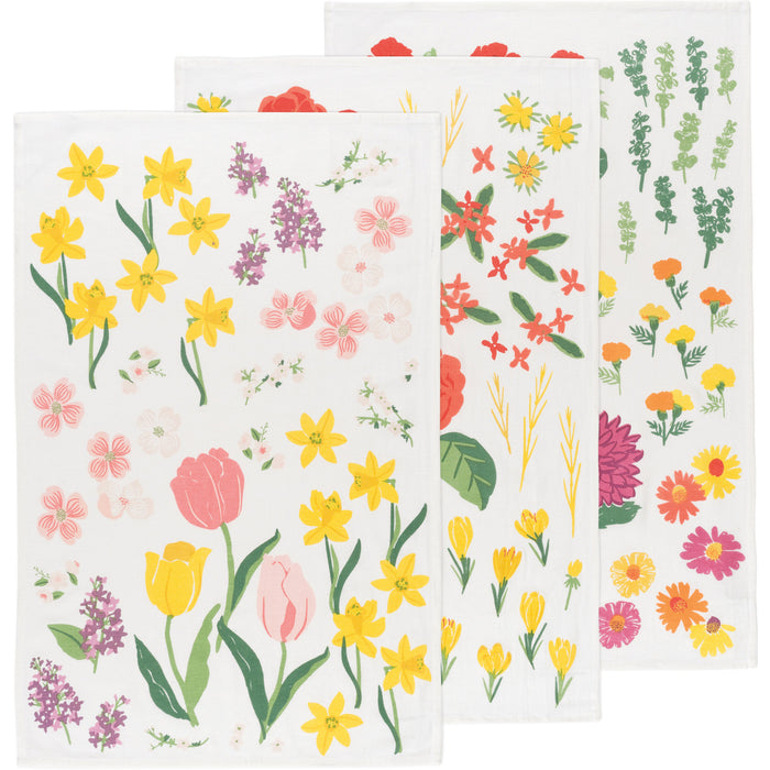Spring Flower Dishtowels, Set of 3