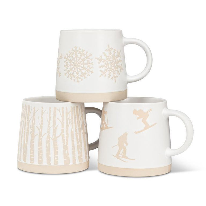 Wide Base Mug with Birch Trees