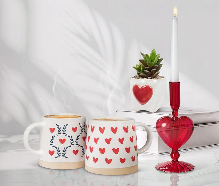 Wide Base Mug with Hearts
