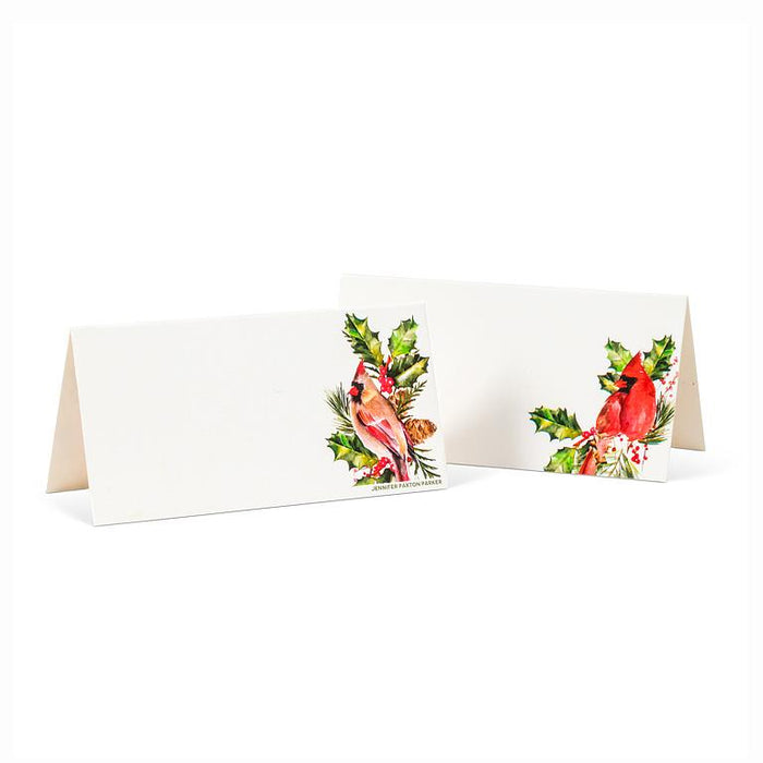 Holly & Cardinal Fold Placecard