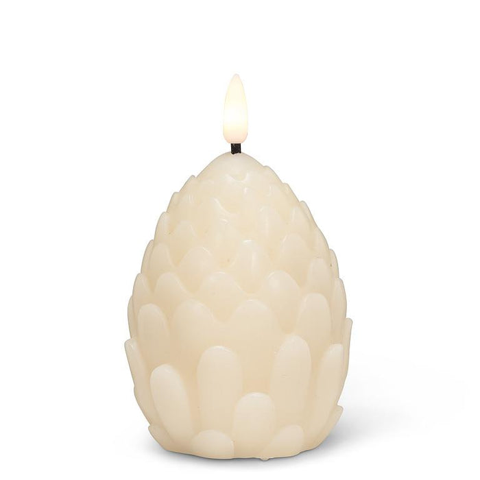 Sm Pinecone LED Candle, Ivory