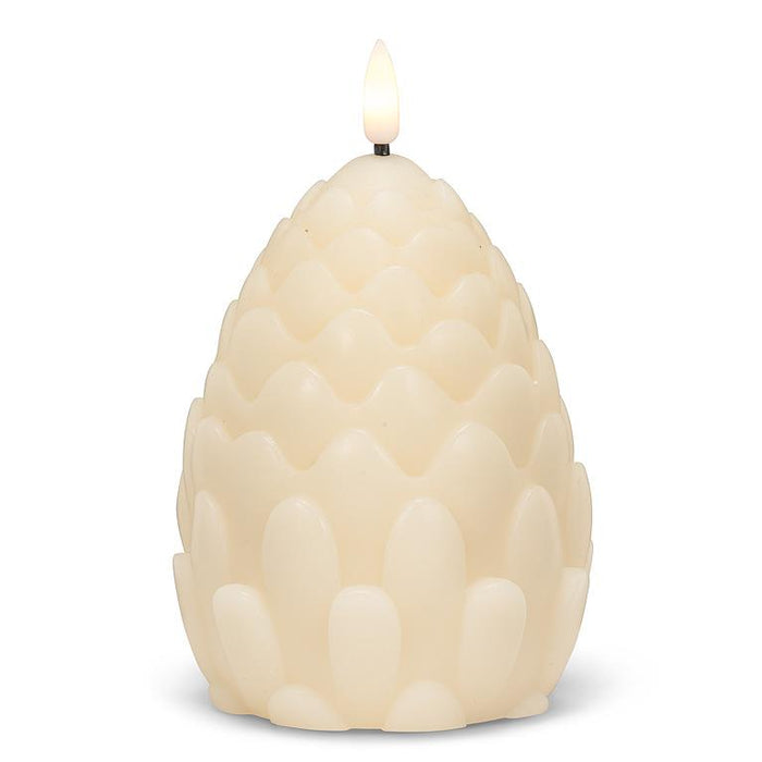 Lg Pinecone LED Candle, Ivory