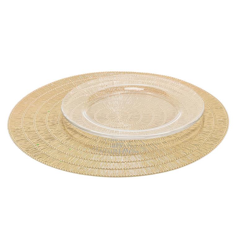 Round Basketweave Placemat, Gold