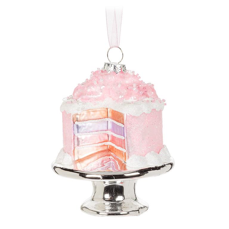 Cut Layer Cake on Plate Ornament