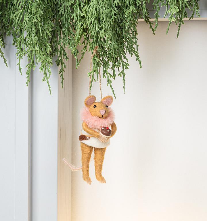 Mouse with Cupcake Ornament