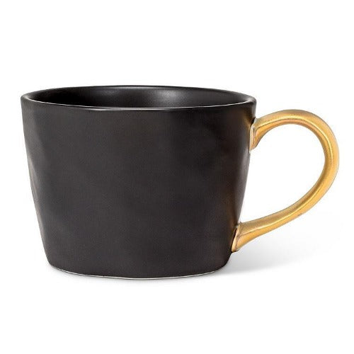 Blk Matte Cup w/ Gold Handle 12oz