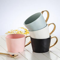 White Matte Cup w/ Gold Handle 12oz