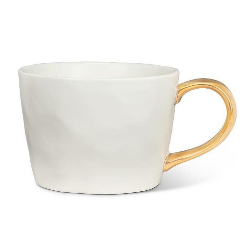 White Matte Cup w/ Gold Handle 12oz