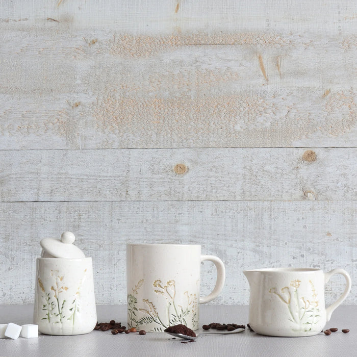 Embossed Floral Cream & Surgar Set