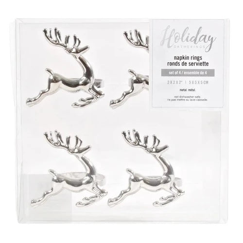 Running Reindeer Napkin Ring, Set Of 4