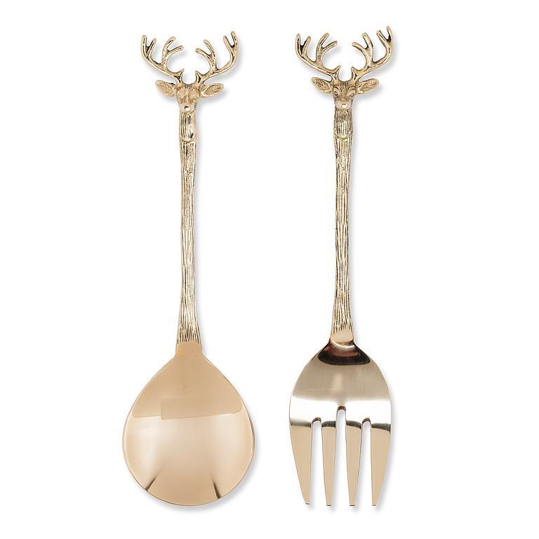 Stag Head Christmas Salad Servers