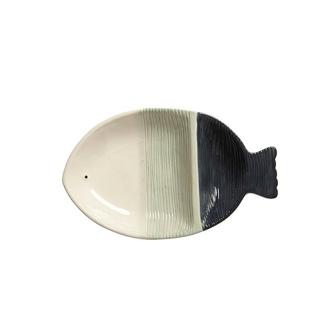 Fish 2 Part Serving Dish Lg., Navy