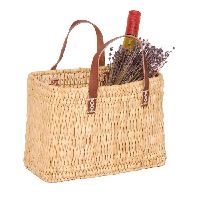 Moroccan Basket, Leather Handles
