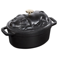STAUB La Cocotte 1 L Cast Iron Oval Cocotte Pig Lid, Black-1