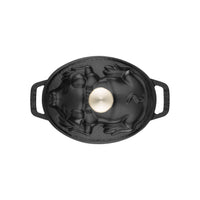 STAUB La Cocotte 1 L Cast Iron Oval Cocotte Pig Lid, Black-2