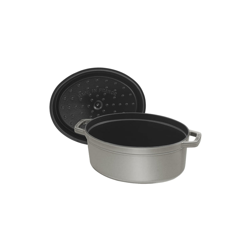STAUB La Cocotte 6.75 L Cast Iron Oval Cocotte, Graphite-Grey-3