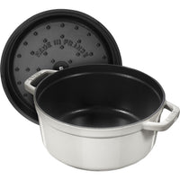 STAUB La Cocotte 3.7 L Cast Iron Round Cocotte, White Truffle