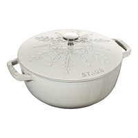 STAUB La Cocotte 3.6 L Cast Iron Round French Oven Snowflake, White Truffle-0
