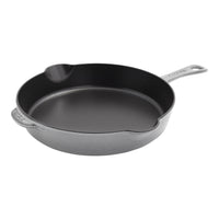 STAUB Pans 28 cm / 11 inch Cast Iron Traditional Deep Frypan, Graphite-Grey-0