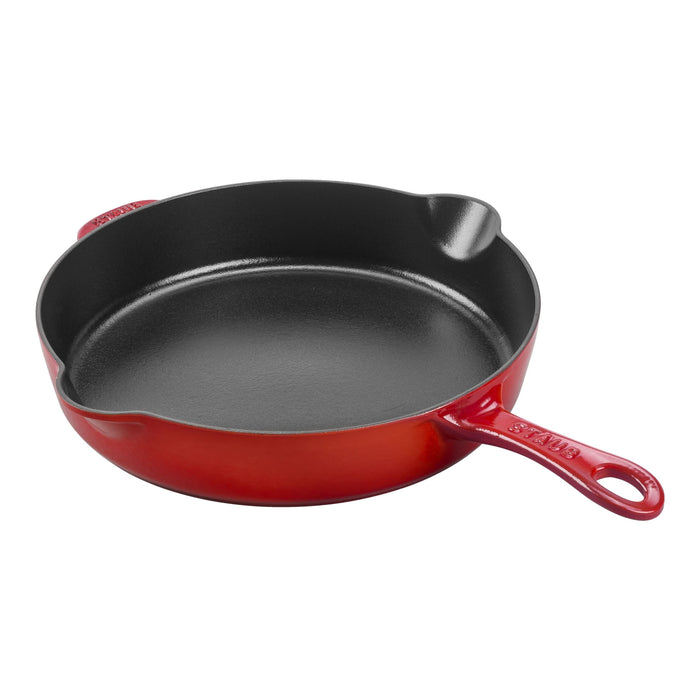 STAUB Pans 28 cm / 11 inch Cast Iron Traditional Deep Frypan, Cherry-0
