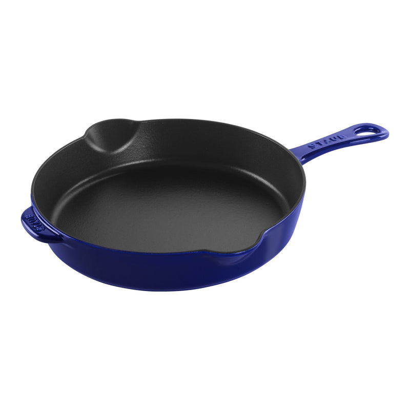 STAUB Pans 28 cm / 11 inch Cast Iron Traditional Deep Frypan, Dark-Blue-0