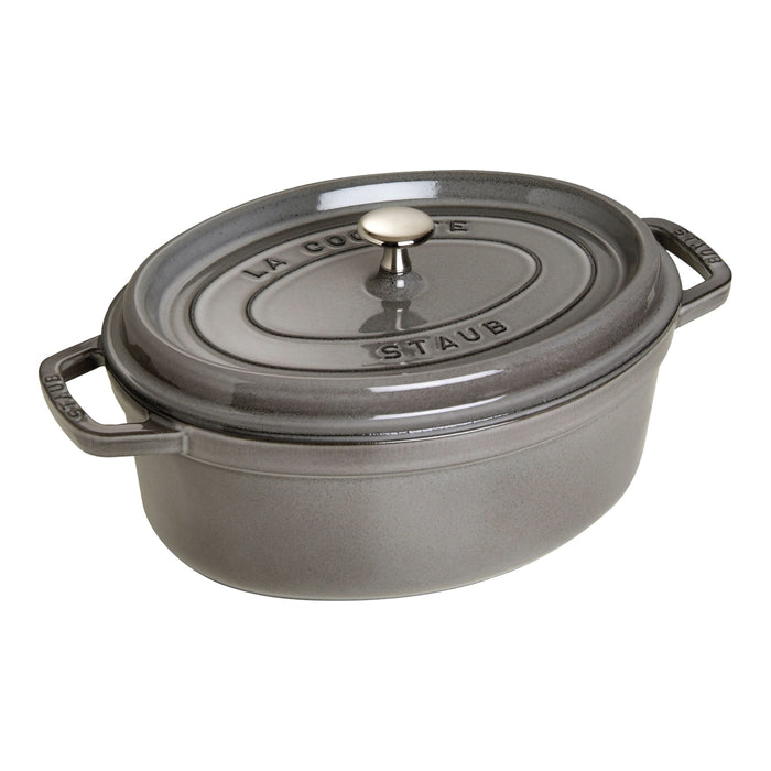STAUB La Cocotte 5.5 L Cast Iron Oval Cocotte, Graphite-Grey