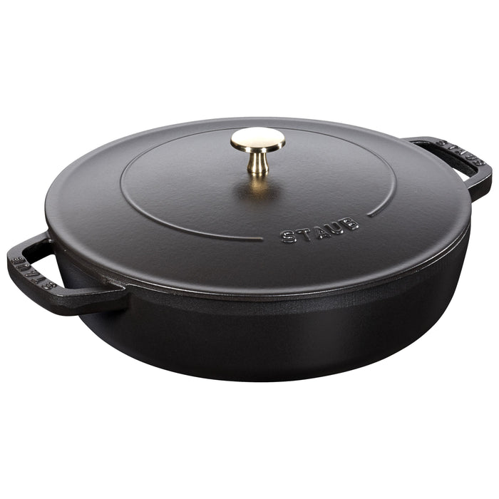 STAUB Braisers 3.7 L Cast Iron Round Saute Pan Chistera, Black-0