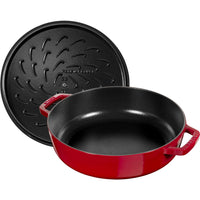 STAUB Braisers 3.7 L Cast Iron Round Saute Pan Chistera, Cherry-3