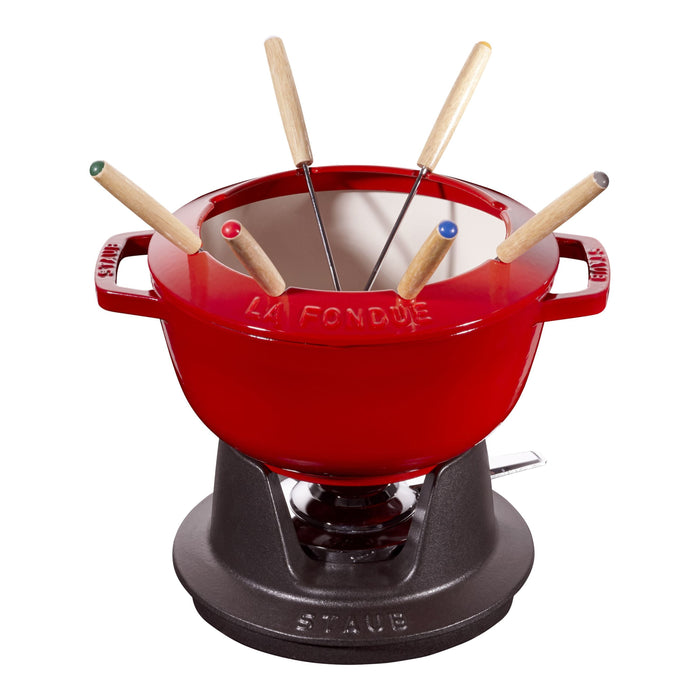STAUB Specialities Cast Iron Fondue Set, Cherry-0