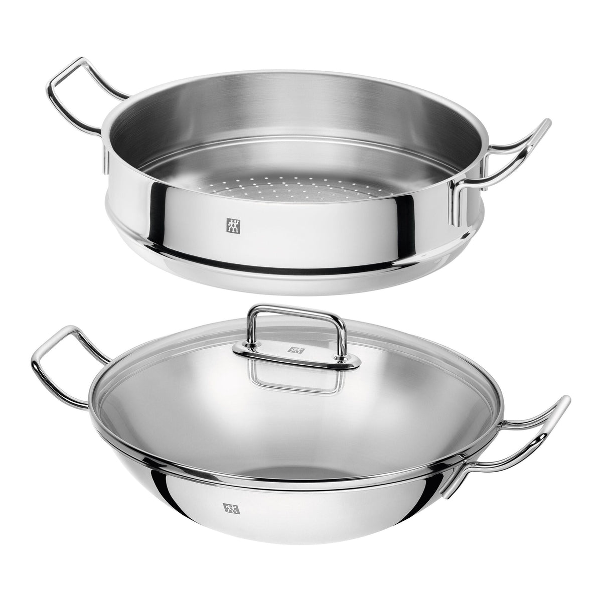 ZWILLING Plus 3 Piece 18/10 Stainless Steel Wok With Steamer And Lid-0
