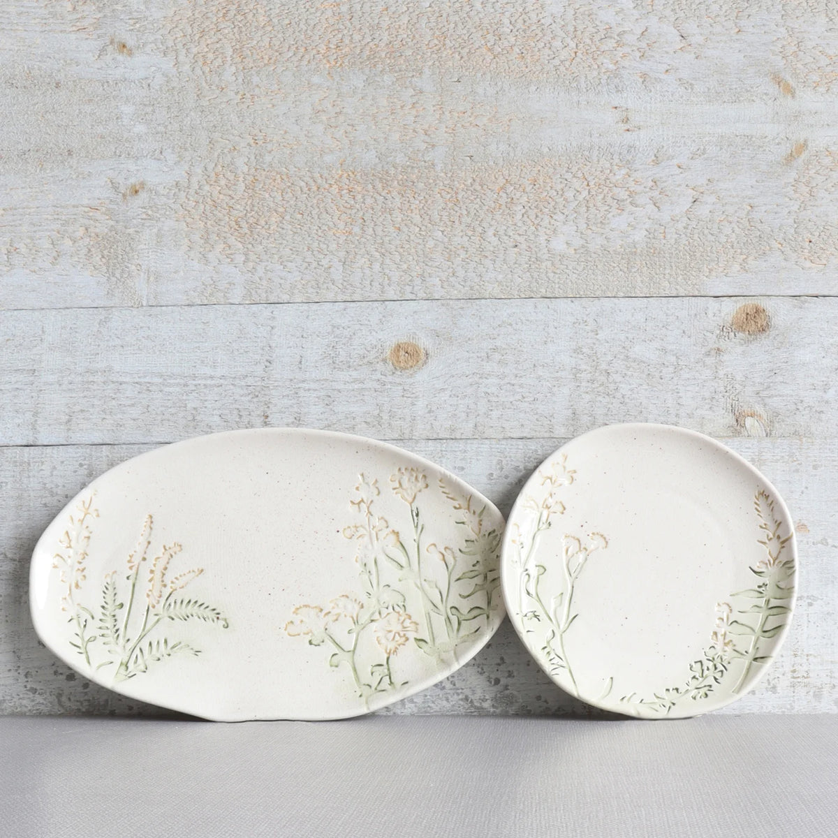 Embossed Floral Ceramic Oval Platter