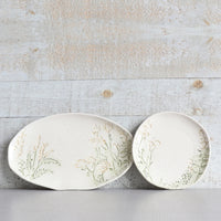 Embossed Floral Ceramic Oval Platter