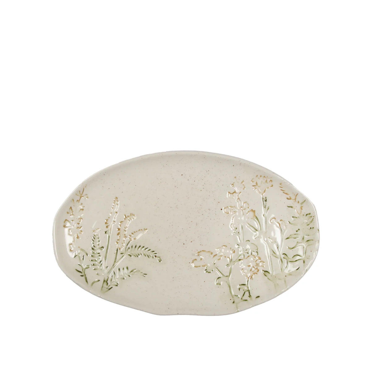 Embossed Floral Ceramic Oval Platter
