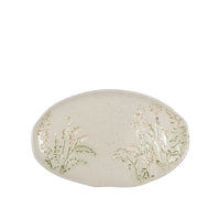Embossed Floral Ceramic Oval Platter