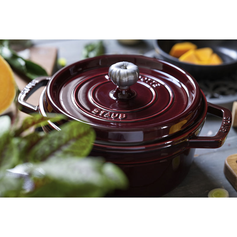 STAUB La Cocotte 3.7 L Cast Iron Round Cocotte, Grenadine-Red-3