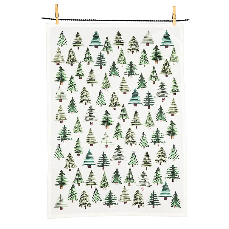 Simple Green Trees Tea Towel