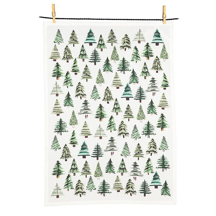 Simple Green Trees Tea Towel