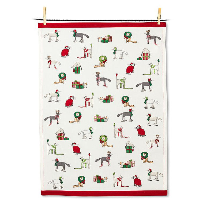 Holiday Cats Tea Towel