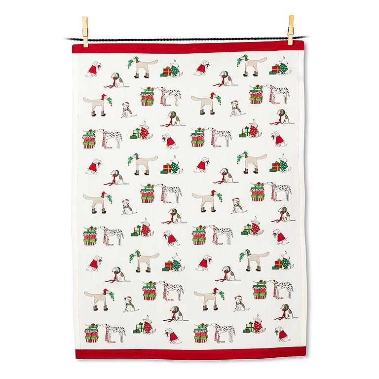 Holiday Dogs Tea Towel