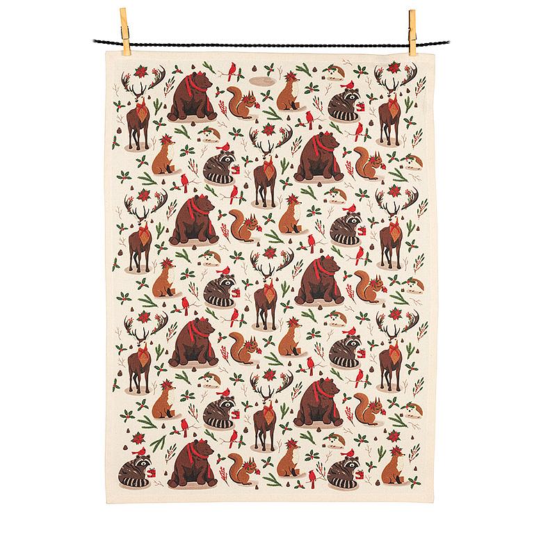 Winter Animals Tea Towel